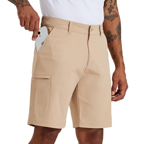 Willit Men'S Golf Shorts 10' Stretch Quick Dry Hiking Cargo Shorts For Dress Casual Work With Pockets Light Khaki 36