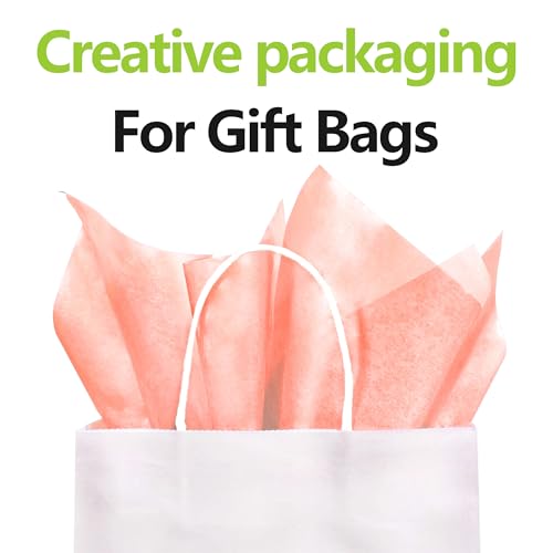 Image of Bobobag 100 Sheets Light Pink Tissue Paper 20 inchX14 inch Tissue Paper for Gift Bags, Gift Wrapping Tissue, Christmas Tissue Paper Anniversary Holiday Decoration Arts Craft