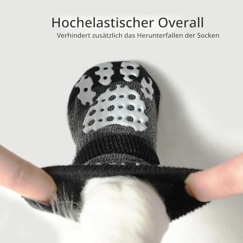 PUPTECK 2 Paar Doppelseitige Anti-Rutsch Hundesocken mit verstellbaren Riemen für den Innenbereich - Hundeschuhe Pfotenschutz Sommer Haustierpfoten Schutz Traktion Kontrolle Socken auf Hartholzboden