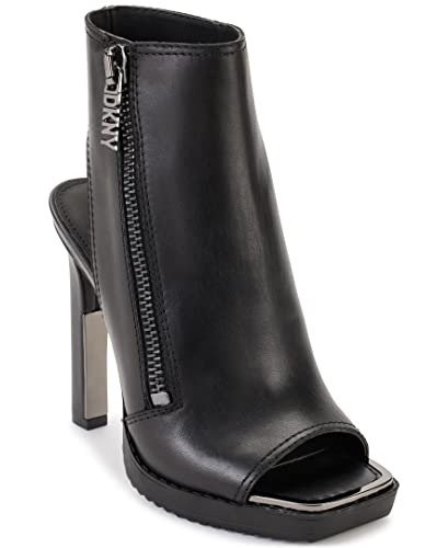DKNY Women's Malia Peep Toe Heeled Bootie with Side Zipper Fashion Boot