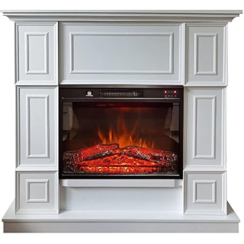 White electric fireplace Hanna ElectricSun free standing electric fires L110xH102cm Cover