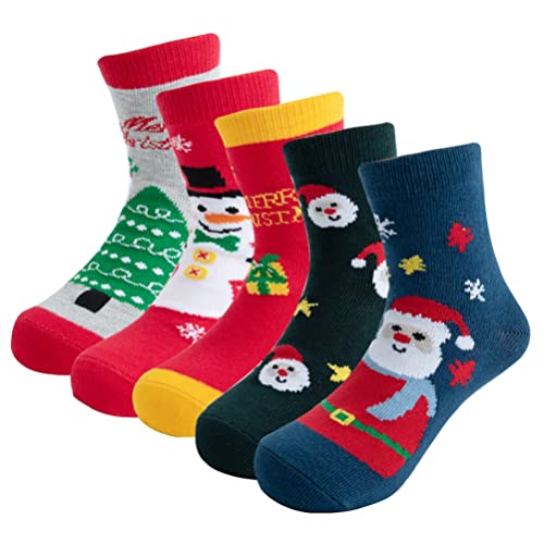5 Pairs Unisex Baby Girls Boys Christmas Socks Holiday Xmas infant Toddler Kids Winter Warm Socks