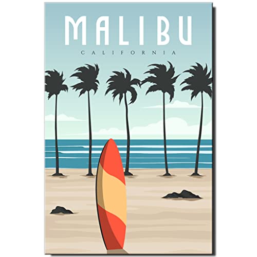 Imán para refrigerador Malibu Beach Vintage Poster miniatura 1