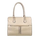 Ital-Design Damen-Tasche Mittelgroße Schultertasche Handtasche Kunstleder Gold TA-K688