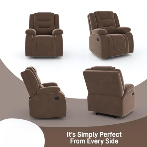 Image of Amazon Brand - Solimo Fraklin | Single Seater Sofa Recliner | Manual Recliner (Velvet Brown)