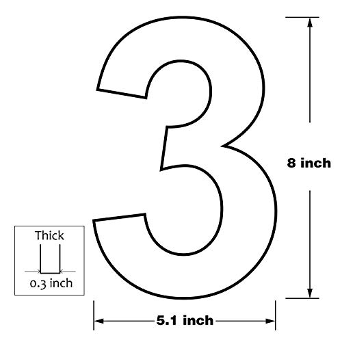 8 Inch Modern House Numbers- Premium Aluminum Floating Home Address Number With Exquisite Drawing Process, Silver, Number 3 #TOP2