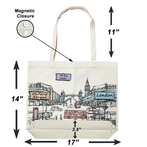 Image of Cities Around the World Artwork Tote Bag Series- Designed in the USA, 17 inchx14 inch, Double Sided Print, Souvenir & Gift