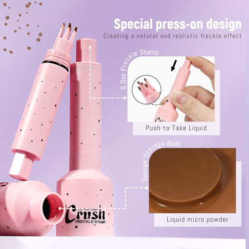 Noerrors Freckle Stamp Pen, Magischer Fake-Freckles-Marker, Schnell trocknend, lebensecht, wasserfest, lang anhaltender flüssiger Fake-Freckle-Fleck für natürlich wirkendes Sonnen-Makeup in Hellbraun