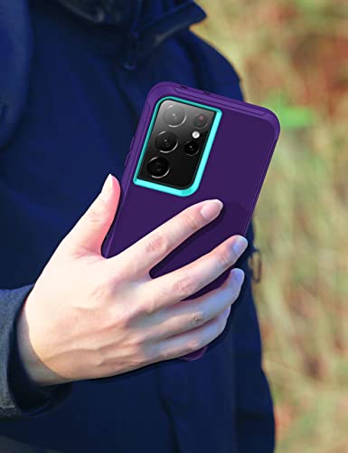 Mxx Case Compatible With Galaxy S21 Ultra, 3-Layer Super Full Heavy Duty Body Bumper Cover/Shock Protection/Dust Proof, Designed For Samsung Galaxy S21 Ultra 5G (6.8 Inch) 2021 - (Purple) #TOP4