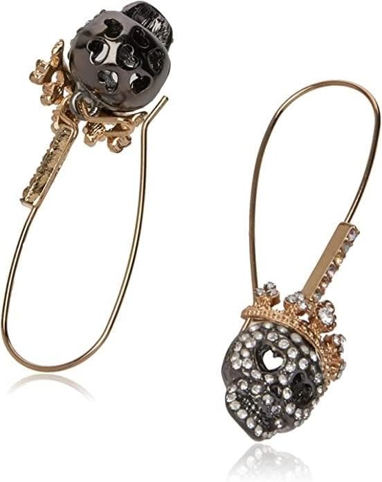 MEsay Gothic Elegance Pave Skull Dangle Earrings Intricate Crown Detail2