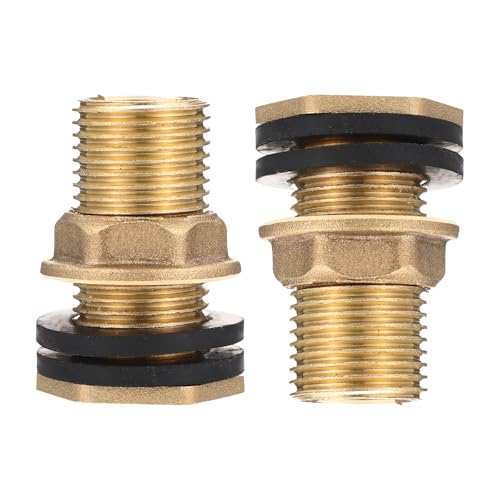 MERRYHAPY Conector de Latón para Tanque de Agua 1/2 Pulg Rosca Macho 3/4 Pulg y Rosca Hembra Accesorio de Plomería 2 Juntas de Estanqueidad Adecuado para Instalación y Conexión de Mangueras