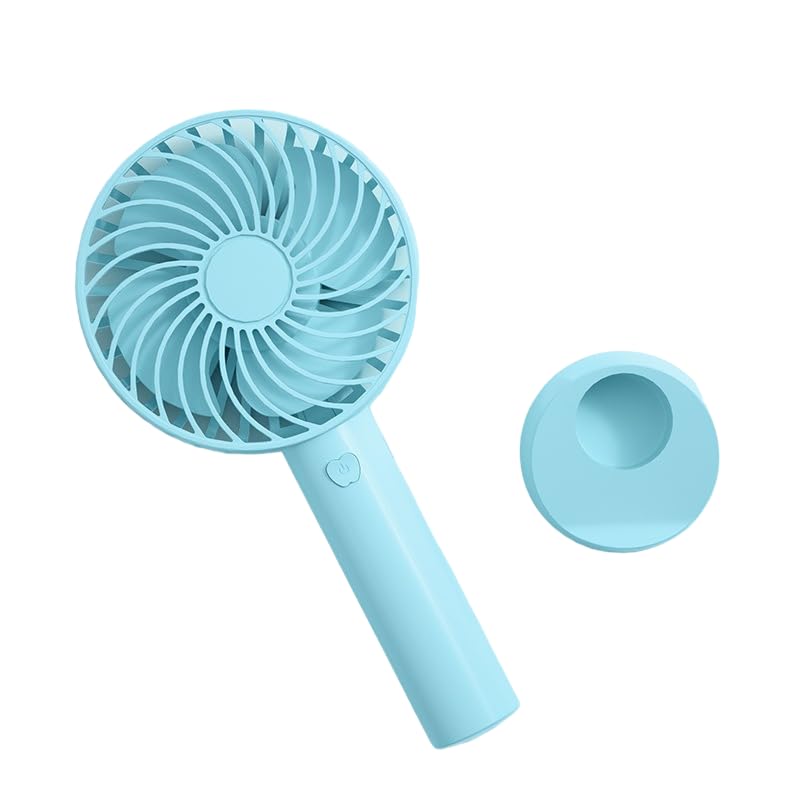 SPACE ORGANISER Mini Portable Fan, Powerful Hand Fan Dual Motors Personal Small Handheld Fan with Base,Cute Design 3 Speed Lightweight Makeup USB Rechargeable Fan for Indoor, Outdoor (Blue)
