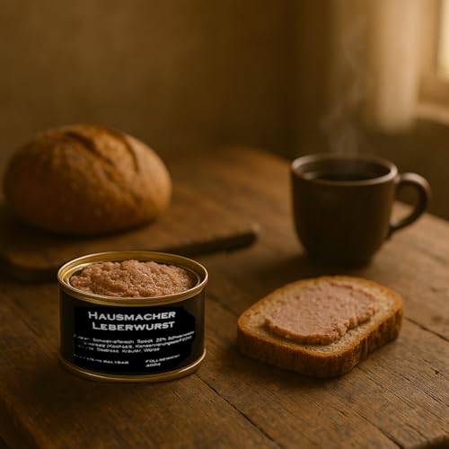 Hausmacher Leberwurst 400g, Premium Wurstkonserve aus Handarbeit, 400g, Ungekühlt Haltbar