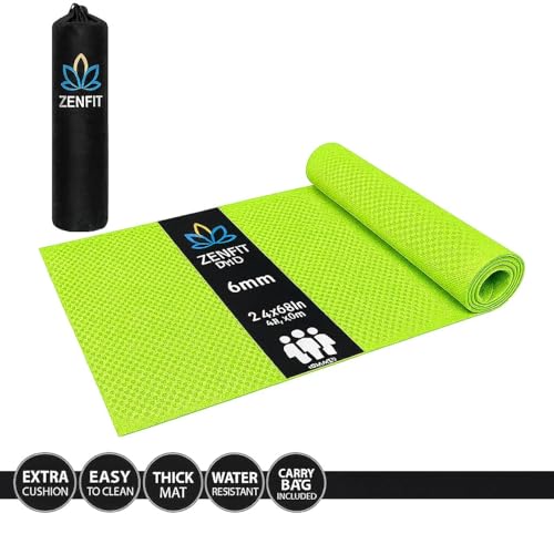 Image of Yoga Mat for Women & Men | High Density TPE Yoga Mat with 6mm Cushion | Non-Toxic, Sweat-Resistant & Double Sided Anti-Slip Exercise Mat | Lightweight & Portable with Carry Bag (Green)