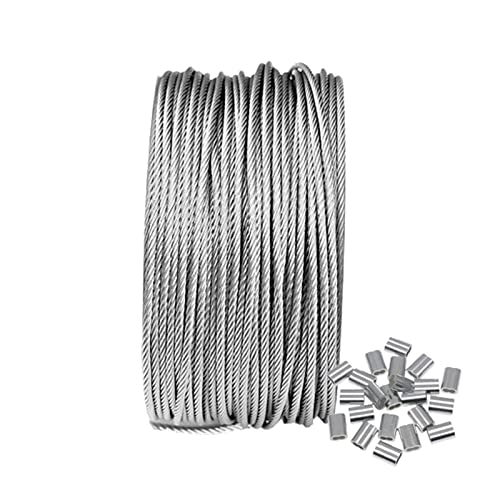 Cuerda Cable de Acero Inoxidable Suspensión, Alambre Acero Inoxidable 304 Resistente, Alambre Trenzado Acero Inoxidable, Estructura 7x7, para Colgar Luces de Cadena, Fotos, Barandillas de Jardín Cover