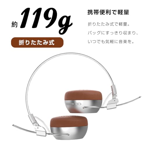 CHUDA Bluetoothヘッドホン ワイヤレスヘッドホン オンイヤー型 Bluetooth 6.0 軽量設計 ANCノイズキャンセリング Hi-Fi音質 60時間連続再生 40mm大口径スピーカー マイク内蔵 折り畳み可能 在宅 旅行 音楽 動画 通話 ゲーミング 誕生日 プレゼント 日本語取扱説明書付属 シルバー 商品画像7