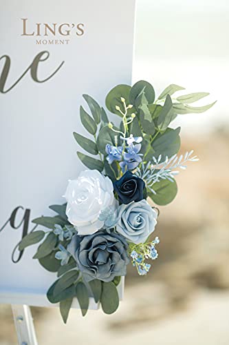 Ling's Moment Elegantes Hochzeitsschild mit Blumenmotiv (2 Stück) für Hochzeit, Party, Empfang, Eingang, Willkommensschild, künstliche Blumendekoration – Bild 5