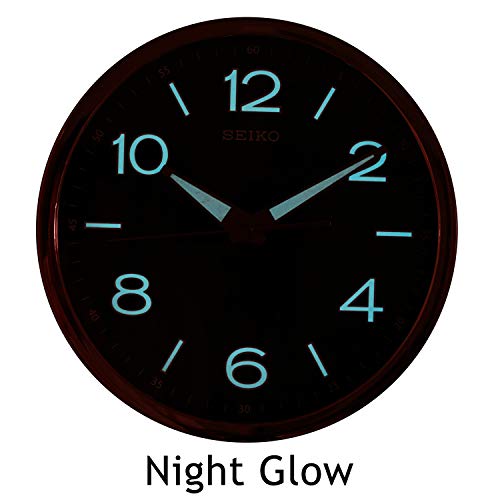 Image of Seiko Elegant Round Golden Plastic Home Decor Night Glow English Numbers Wall Clock with Sweep Movement (Size: 31 x 4 x 31 CM | Weight: 740 gram | Color: Golden)