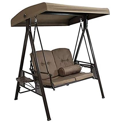 Abubakar Enterprises Swing Chair 2 Seater | Garden Swing seat Brown | Outdoor Canopy Cushioned Bench Bed Seat | Weight Capacity 350 Kg (Brown)-image-19