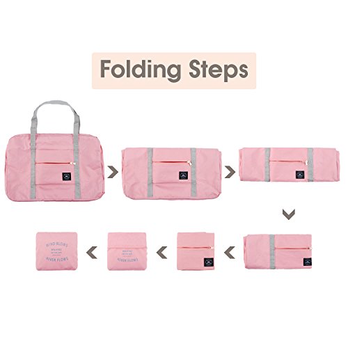 For Spirit Airlines Foldable Travel Duffel Bag Tote Carry on Luggage Sport Duffle Weekender Overnight for Women and Girls (1112-Pink)