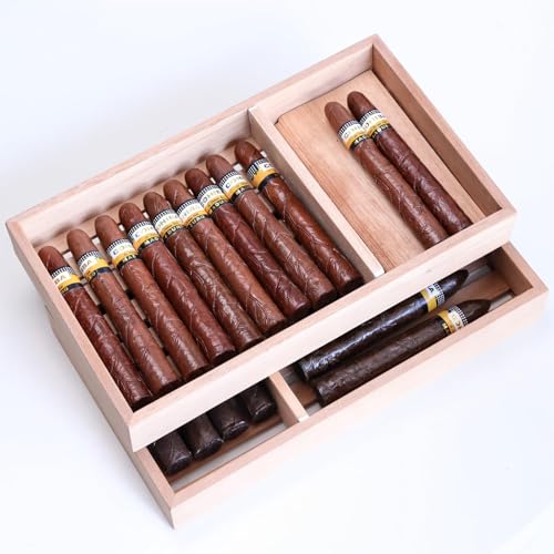 Image of Woho 2pcs Spanish Cedar Cigar Tray with Adjustable Divider & 12 Count Sheets, Open Cedar Cigar Trays with Scent for Cigar Organization /Storage /Aging, Cigar Tray for Large Cigar Humidor (12 inchX7 inchX1.57 inch)