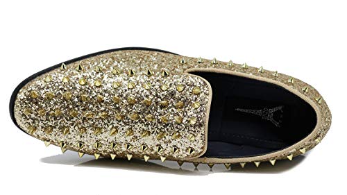 Image of SPK16 Men's Vintage Spike Dress Loafers Slip On Fashion Shoes Classic Tuxedo Dress Shoes