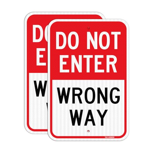 Panneau Do Not Enter Wrong Way réfléchissant signalisation extérieure aluminium étanche x2