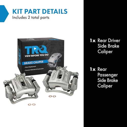 Image of TRQ Rear Driver and Passenger Side Brake Caliper Set Caliper Brackets Hardware Compatible with 12-15 Chevrolet Captiva Sport 07-17 Equinox 10-17 GMC Terrain 07-09 Pontiac Torrent 08-10 Saturn Vue