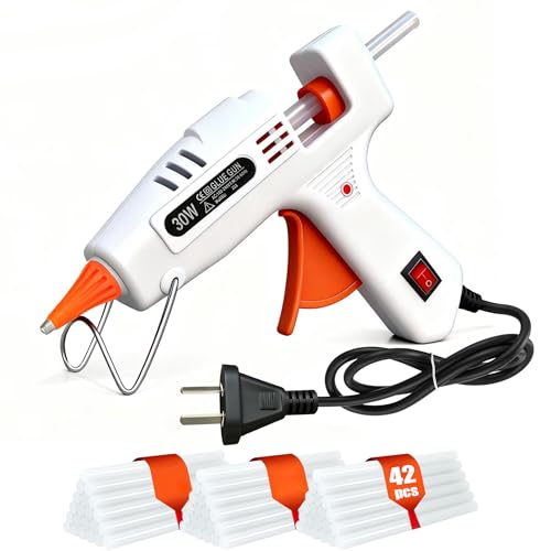 MTIENGZION Mini Glue Gun Kit with 42 Gun Sticks(150mm x 7mm) For Australia, 30W Fast Heating Hot Melt Gun, Lightweight Craft Hot Glue Gun for School Crafts DIY Arts and Quick Home Repairs