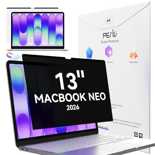 Peslv Magnetic Privacy Screen for Macbook Neo 13 Inch (2026 A18 Pro) Removable Matte Anti Glare Blue Light Protector Private Security Filter for 13inch Mac Laptop Computer