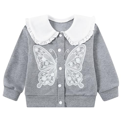 Girls Fall Winter Jacket Ruffled Collar Coat Button Casual Outwear 3-7 Years