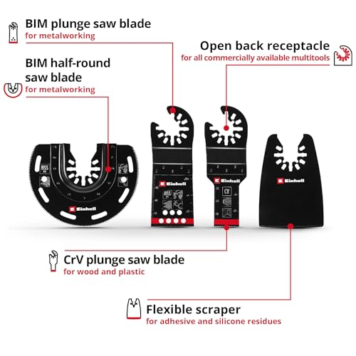 Original Einhell 4-Piece Multitool Set (BIM Plunge Saw Blade, BIM Half-Round Saw Blade - Image 2