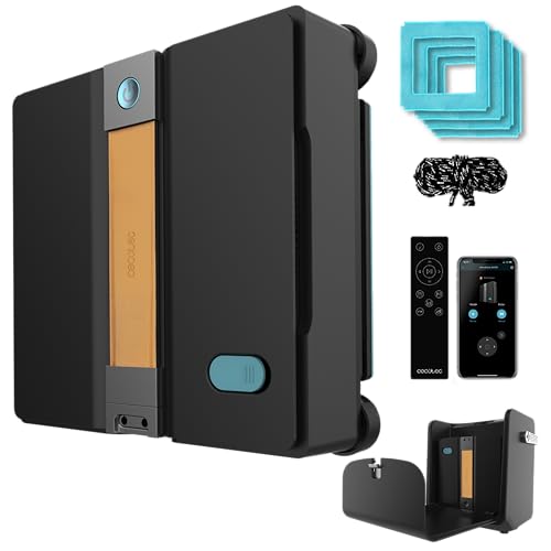 Cecotec Robot Limpiacristales con Estación de Carga, App y Mando Conga Windroid W100 Station. Pulveriza, Limpia y Seca, 6300Pa, Autonomía 120mins, 4 Mopas y 4 Sprays, 5 Modos, Sistema de Seguridad