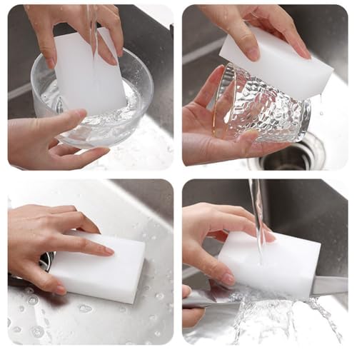 Helilyco Esponja de limpieza de melamina para cocina, baño y superficies, paquete de 10 unidades, 10 x 7 x 3 cm, color blanco, no necesita productos químicos - imagen 8