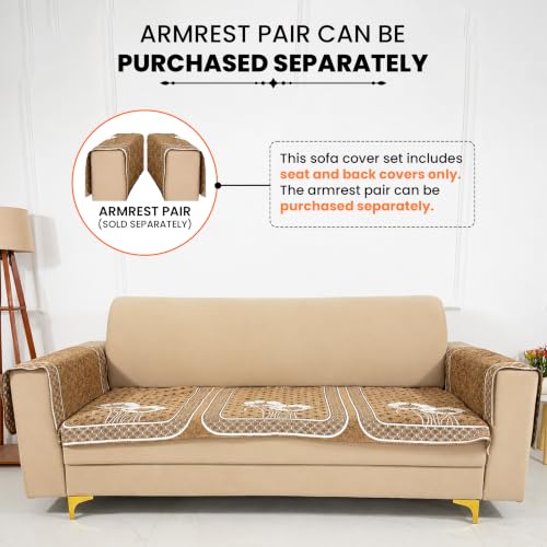 Image of Homerz Premium Chenille Fabric Sofa Cover | Soft, Durable & Dustproof | Decorative Couch Cover (Florida Chocolate, 6 (3+2+1) Seater, Only Seat Cover)
