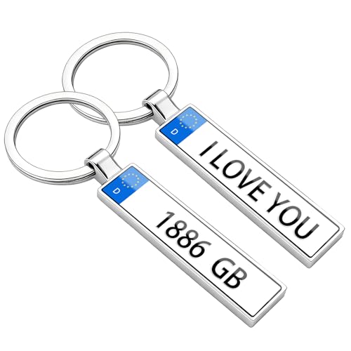 VEELU Llavero Original de Matrículas Españolas Coche Personalizadas | Llaveros personalizados Metálicos de Licencia | Regalo personalizado para Hombre Mujer Novio Novia en Cumpleaños Aniversario