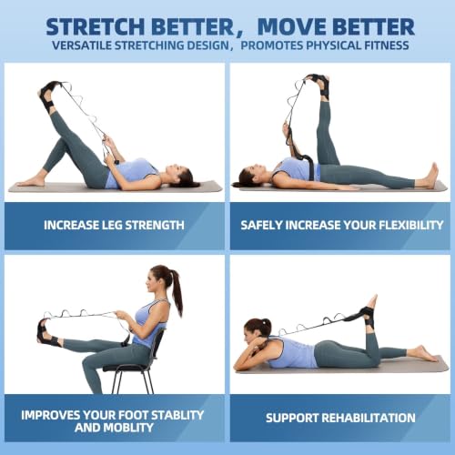 comness Foot and Calf Stretcher-Stretching Strap For Plantar Fasciitis, Heel Spurs, Foot Drop, Achilles Tendonitis & Hamstring. Yoga Foot & Leg Stretch Strap. (Black) - Image 4
