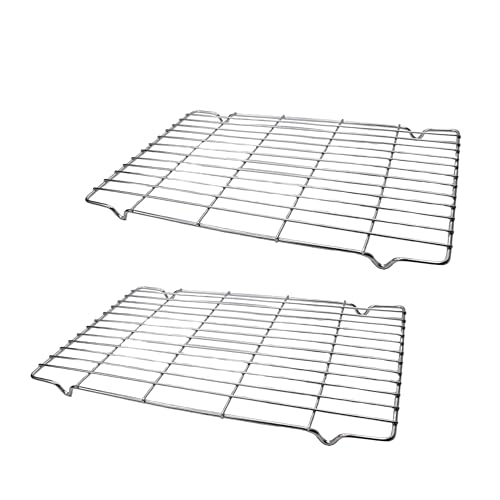 SUL Stainless Steel Cooling Rack Set (2 Pieces) | Ideal for Chilling Freshly Baked Muffins, Pizzas, Cookies, and Biscuits | Dishwasher Safe (35cm x 22.5cm x 2cm)
