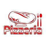 Calcomanías de pared de papel adhesivo Sombrero de chef Pizzería Logotipo Letrero Palabra Comida 45x72.9cm Autoadhesivo Rojo