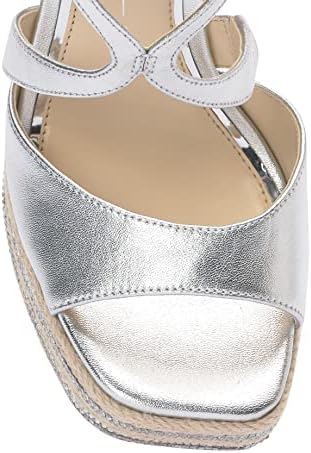 Jessica Simpson Women's Dosia Strappy Platform Sandal Wedge, Silver, 8.5 | Image 7