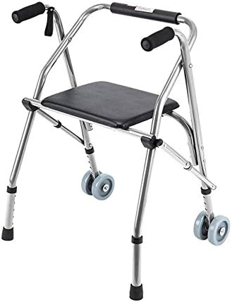 Crutch LPY-CA810L Foldable Walking Frame Aluminum Alloy Adjustable Height Rollator Walker 2 Wheels with Seat, A2