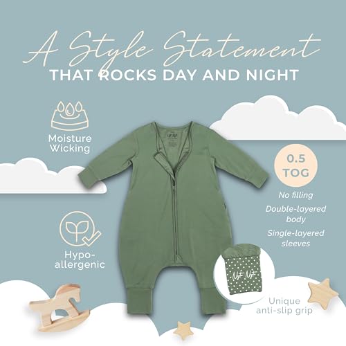 Image of Nyte Nyte Baby- 0.5 TOG SnuggleSack Sleep Sack Rumper W Sleeves, Adjustable Feet Cuffs & Anti-Slip Grip