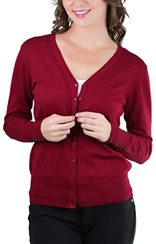 Image of ToBeInStyle Women's Long Sleeve Button Down V-Neck Cardigan