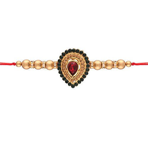 I Jewels Gold Plated Stone Studded Rakhi For Men (R616-R)