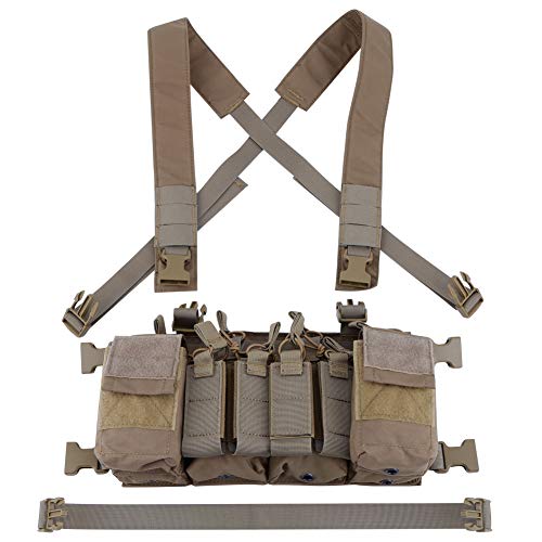 Oarea Tactical Chest Vest Rig Adjustable X Harness With 5.56 9Mm Rifle Mag Pouches For Airsoft Shooting Wargame Paintball #TOP7