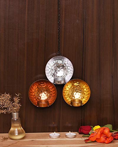 Craftvatika Iron Round Shaped Wall Candle Holder Sconce Hanging | Tea Light Candle Holder For Living Room | Decor For Home Indoor, Parties And Weddings #TOP12