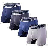 BAMBOO COOL Men's Underwear Boxer Briefs with Open Fly,Regular Leg,Moisture-Wicking Cool Comfort Underwear For men 4 Pack L