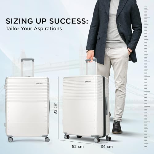 Image of Carlton Alumina | Check-in Trolley Bag, 80 Cm Large Hardsided Luggage | 8 Wheels, TSA Lock | Polycarbonate | Premium Suitcase for Travel | 5 Year International Warranty | Metallic Silver
