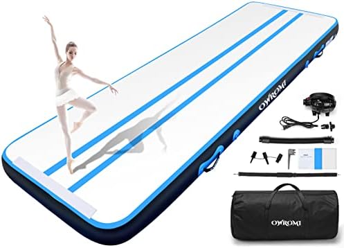OWROMI Tumble Track Mats for Gymnastics, Kids Air Gymnastics Mats for Tumbling Thick Inflatable Gymnastics Tumbling Track Mat 6.6/10/13/16/20ft Training Tumbling Mat with Electric Pump for Home/Gym