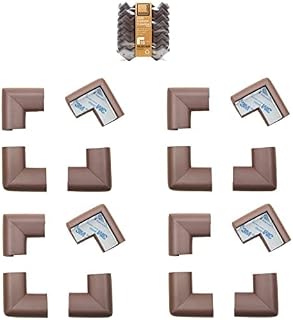 Roving Cove Baby Proof Corner Protector, Pre-Taped, 16 Large Corners | HeftyFit Heavy-Duty Furniture/Fireplace Safety Bumper Guard, Soft Rubber Foam, 3M Adhesive, BPA-free, Coffee Brown